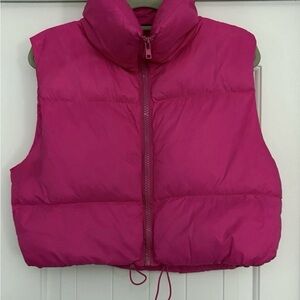 Bright Pink Women’s Cropped Puffer Vest